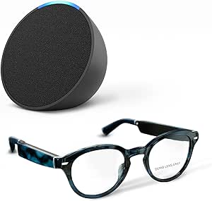 Echo Frames (3rd Gen)   Echo Pop | Smart audio glasses with Alexa | Round frames in Blue Tortoise with prescription ready lenses