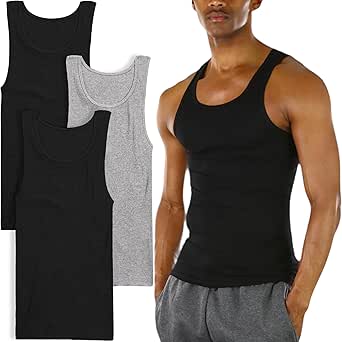 ToBeInStyle Men's Slim Fit Shallow Scoop Neck Sleeveless A-Shirts