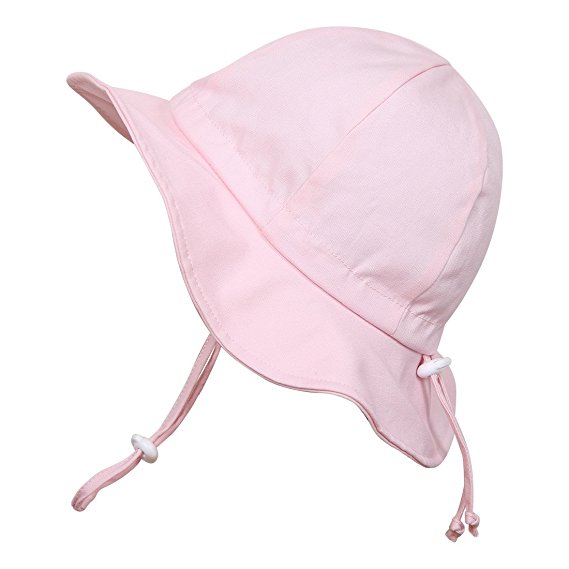 Baby Toddler Kids Sun Hat with Chin Strap, Drawstring Adjust Head Size, Breathable 50  UPF Cotton