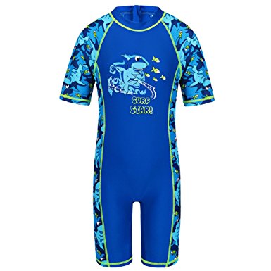 TFJH Kids Boys Swimsuit UPF 50  UV Sun Protective One-Piece Fish