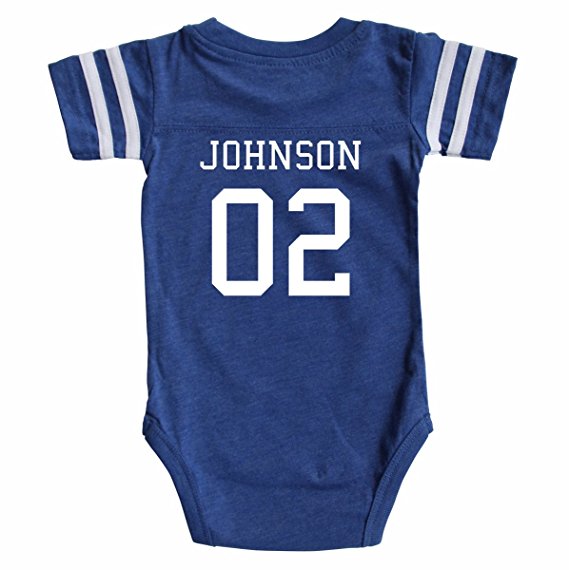 Custom Football Sport Jersey Baby Bodysuit Personalized with Name and Number