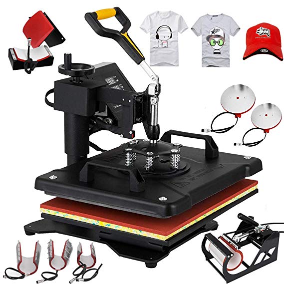 VEVOR Heat Press 12x15 Inch Heat Press Machine 8 in 1 Multifunction Sublimation Swing Away Heat Press Digital Control DIY Heat Press Machine for T Shirts Hat Mug