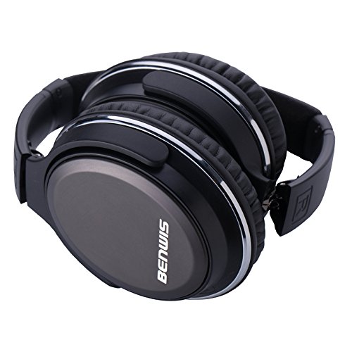 BENWIS H600 Wired Computer Mobilephone Stereo Headphone with Microphone Foldable Stretched On-ear Headset (Black)