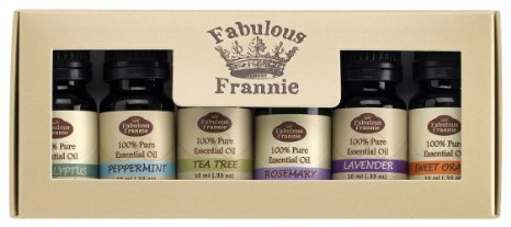 Essential Oil Basic Sampler Set 6/10ml - 100% Pure Therapeutic Grade - Basic Sampler Set arrives in a box with the following oils: Peppermint, Sweet Orange, Lavender, Tea Tree, Eucalyptus and Rosemary.