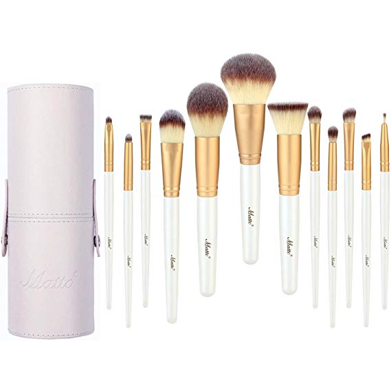 Matto Makeup Brushes 12 Piece Makeup Brush Set with Holder for Eye Face Make Up Brushes