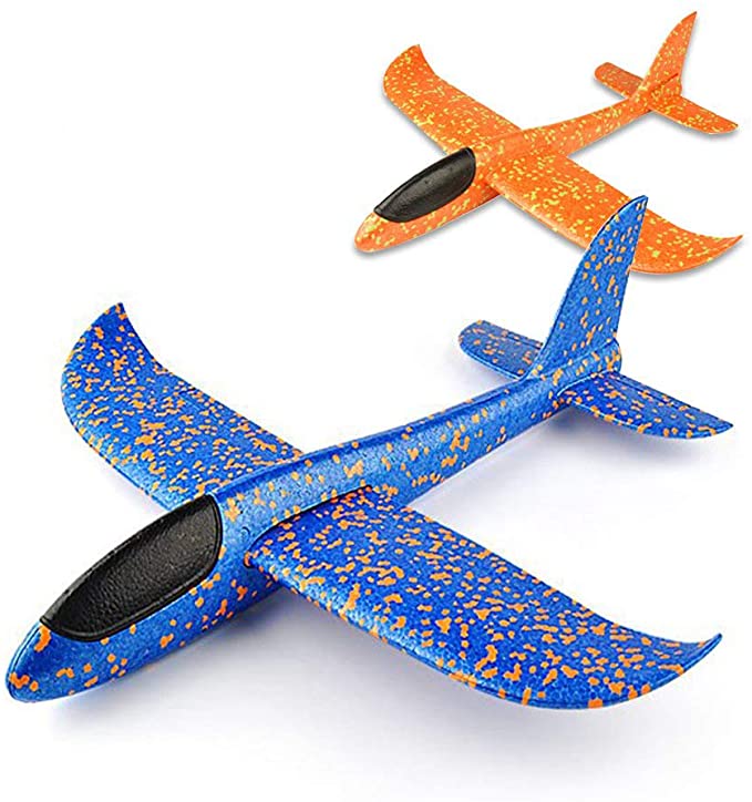 VCOSTORE Throwing Foam Glider Plane, 2Pcs Upgrade Flight Mode EEP Manual Inertia Airplane Durable Aircraft for Kids Outdoor Sport Toys or Gift