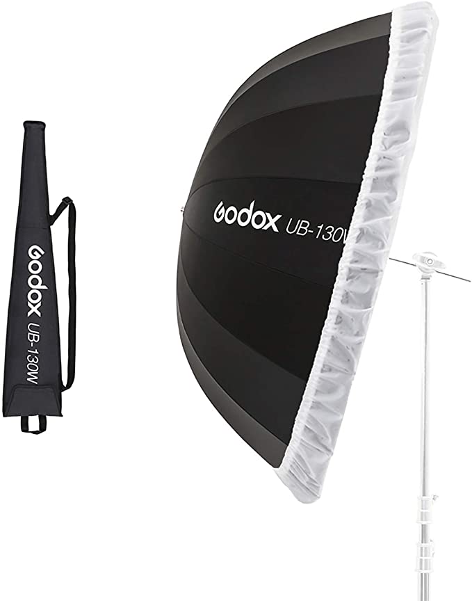 Godox UB-130W Parabolic Inner White Reflec Soft Umbrella Studio Light Umbrella with Diffuser Cover Cloth (UB-130W)
