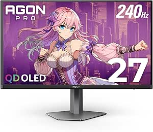 AOC Agon PRO AG276QZD2 27" OLED Tournament Gaming Monitor 2560x1440, 240Hz 0.03ms, G-SYNC, PS5 Xbox Switch Compatible, Glossy, Black