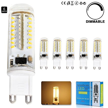 6pcs G9 dimmable LED light G9 LED Light bulb 6W Warm white,70X3014 SMD LEDs AC200-240V 570lumens