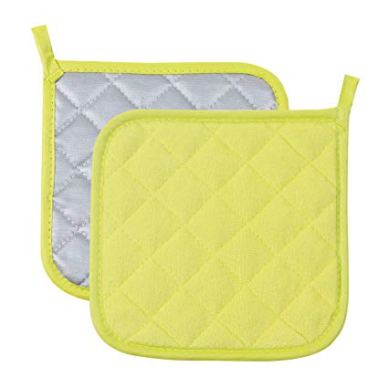 Pot Holders Cotton Made Machine Washable Heat Resistant Coaster Pot Holder for Cooking and Baking (2, Chartreuse)