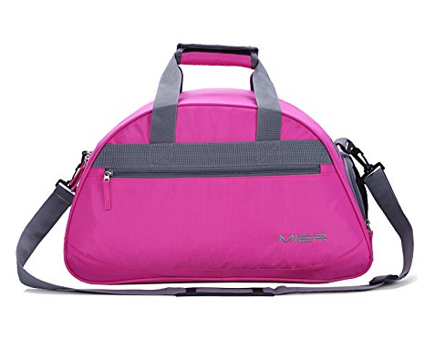 MIER Gym Bag Sports Holdall Weekend Travel Duffel Bag with Shoes Compartment for Women and Men, 2 Colors (Pink)