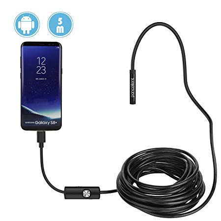 USB Borescope Pancellent 2 in 1 Waterproof Endoscope 2.0 Megapixels CMOS HD Inspection Camera 5 Metes Rigid Snake Cable for Smartphone Tablet Device (Getting Started Level)