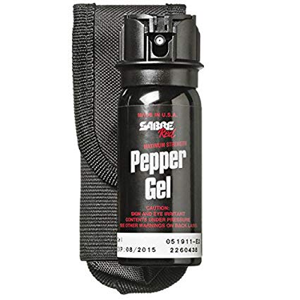 SABRE RED Pepper Gel - Police Strength - Tactical Series with 18-Foot (5.5M) Range, 18 Bursts & Belt Holster