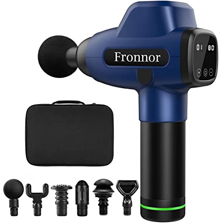 Fronnor-Massage-Gun-Muscle-Massager-Gun for Athletes Deep Tissue Percussion for Pain Relief Stiffness,20-Speed Handheld Electric Body Massager Sports Drill Portable Quiet Brushless Motor (Navy Blue)