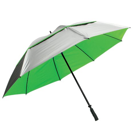 ProActive Sports Sun Tek 68" UV Protection Wind Cheater Vented Canopy Umbrella, Silver/Green