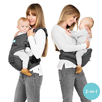 Moby Hip Seat and Baby Carrier - 2 in 1 Hip Seat Carrier for Babies and Toddlers - Hip Baby Carrier Can Be Worn 7 Different Ways - Child Carrier That Makes Baby Wearing Easy