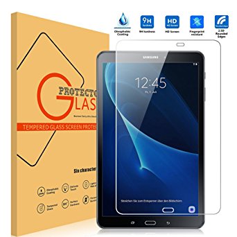 2016 Samsung Galaxy Tab A 10.1" SM-T580 Screen Protector Tempered Glass, Popsky 9H Hardness High Definition Ultra Clear Bubble-free Scratch Proof Screen Protector Glass