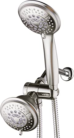 Hydroluxe For California Residents with Flow-Boost Kit for up to 40% More Water Pressure. 24-setting Handheld & Rain Shower Head Combo, Stainless Steel Hose, 3-way Water Diverter, All Nickel Finish