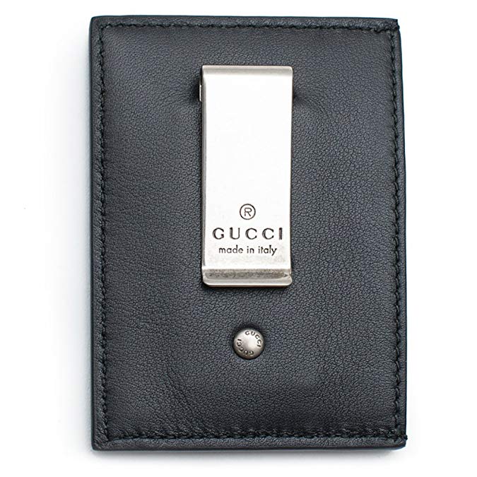 Gucci XL Embossed Black Wallet Money Clip Leather Mens Gift Xmas Italy New Box