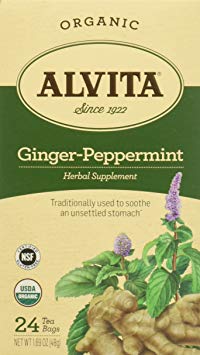 Alvita Organic Herbal Tea Caffeine Free Ginger-Peppermint -- 24 Tea Bags