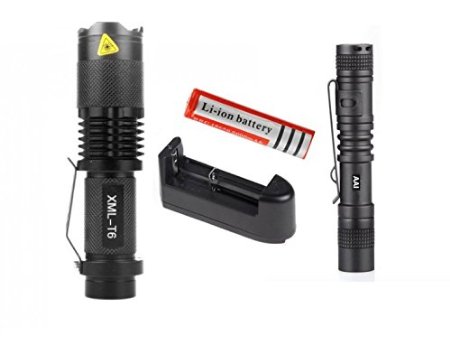 2000 Lumens 5 Modes LED Tactical Flashlight Zoomable Portable Camping Lantern Hunting Lamps CREE XML T6 /18650 Battery /Charger   Mini Handy Torch 600 Lumens LED Belt Clip Pocket Flashlight