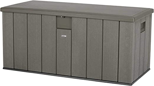 Lifetime Plastic Wood Grain Textured Storage Box Desert Sand/ Grey, 151x72x69 cm