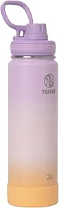 Takeya Actives 24 oz Vacuum Insulated Stainless Steel Water Bottle with Spout Lid, Premium Quality, Ombre Golden Hour