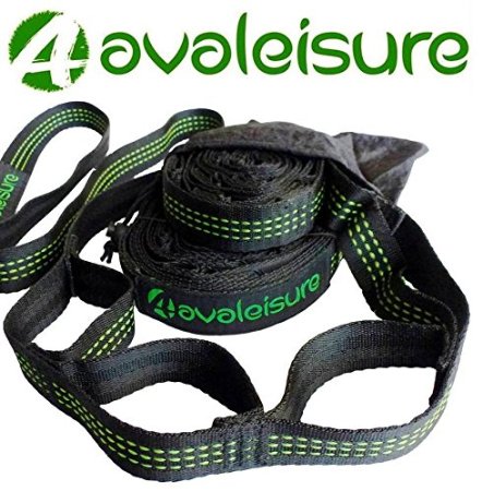 Hammock Tree Straps By Avaleisure Adjustable Extra Long Heavy-duty but Lightweight No-stretch Polyester Portable Fast and Easy Setup Best Suspension Kit for Camping Hiking and Garden
