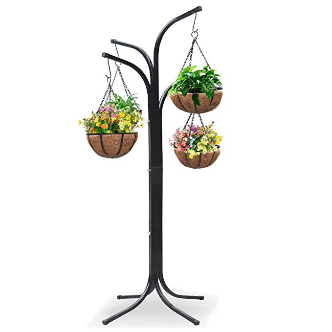 Yaheetech 4-Arm Tree with 4 Hanging Baskets Patio Stand Garden Plant