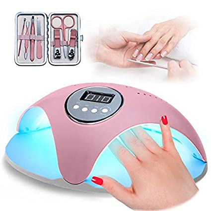 Star Brand Nail Dryer 72W UV Led Nail Lamp Large Space Nail Polish Glue Lamp Quick-Dry 4TIMER 2 Hands (72W, PINK)