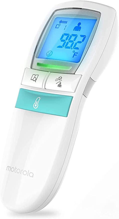 Motorola - CARE 3-in-1 Non-Contact Baby Thermometer - Forehead Body Food or Liquid Temperature for Babies Kids Adults - MBP66N - White