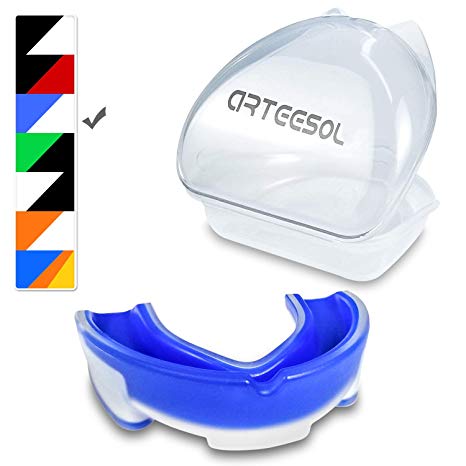 arteesol Mouth Guard/Gum Shield for Adult and Junior Boxing, Rugby, Honkey, Judo and Other Contact Sports (with Carry Case)