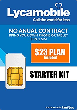Lycamobile Preloaded Sim Card with $23 Plan Service Plan with Unlimited talk text and Data