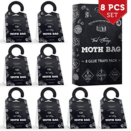 Crioxen Pantry Moth Traps 8-Pack with Premium Pheromone Attractant - Non-Toxic Safe - No Insecticides