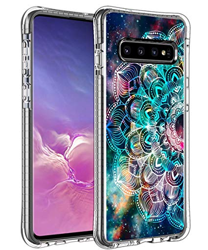 Hocase Galaxy S10 Plus SM-G975 Case, Slim Fit Protection Soft TPU Embedded Shock Resistant Rubber Bumper Hybrid Protective Clear Phone Case for Samsung Galaxy S10 Plus 2019 - Mandala in Galaxy