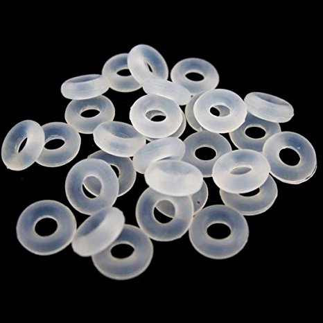 LQZ(TM) 80Pcs Silicone Rubber Stoppers Ring Bead Charms Bracelets Compatible for Use Alone Or With Clip Lock Spacer Charm - Clear