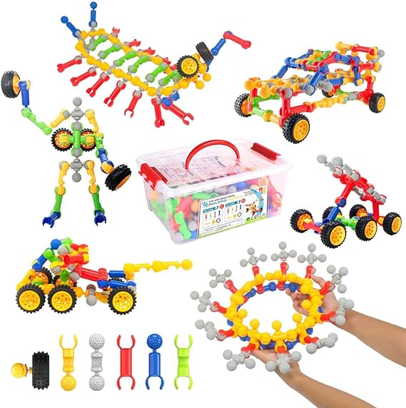 SHUNLAM Building Blocks for Kids, 170 Pcs STEM Toys for Boys and Girls, Safe and Creative Toy for Age 3 , Educational Activities