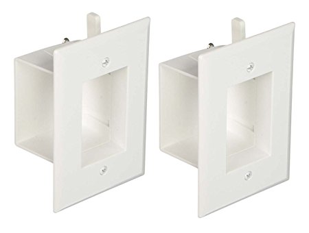 DataComm 45-0008-WH 1-Gang (2 PACK) Recessed Low Voltage Wall Cable Plate - White