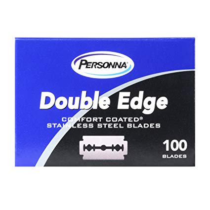Personna Double Edge Razor Blades Comfort Coated Stainless Steel Razor Blades for Safety Razors Barber Quality Box of 100