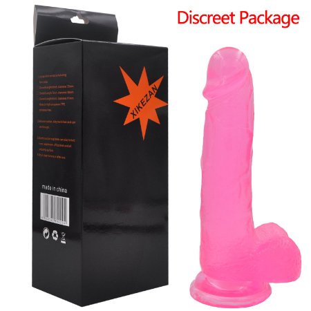 XIKEZAN 8" Inches Silicone Lifelike Dildo Thick Dilldolls Realistic Penis Sex Toys w/ Suction Cup Base & Balls +Free VWTECH Sexual Lubricant-100% Satisfaction Guaranteed (Pink)