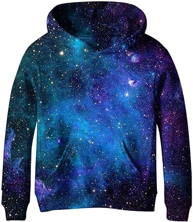 SAYM Big Girls Galaxy Fleece Pockets Sweatshirts Jacket Pullover Hoodies