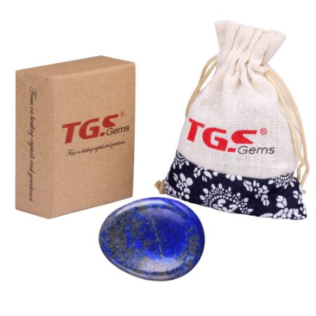 TGS Gems Lapis Lazuli Carved Thumb Irish Worry Stone Healing Crystals Free Pouch Sold By 1pc
