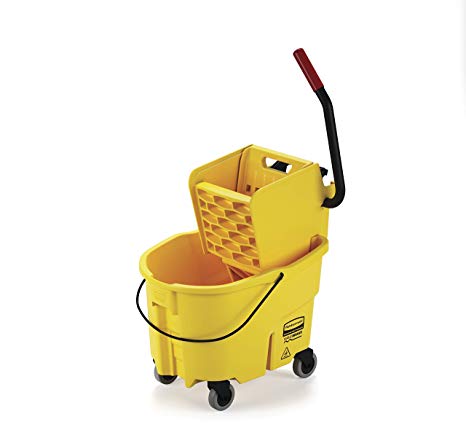 Rubbermaid Commercial WaveBrake Mopping System Bucket and Side-Press Wringer Combo, 26-quart, Yellow (FG748000) (Renewed)