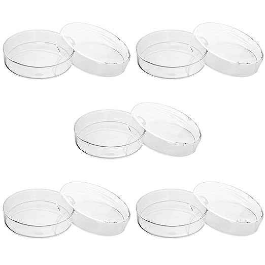 QWORK Sterile Glass Petri Dish Petri Plates with Lid,5 Pack, Thicken, 90mm x 20mm