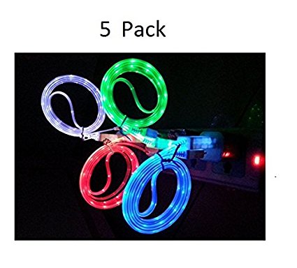 CELLTRONIX® 5 Colors Changing LED Light Visible in the Dark Light-up USB Data Sync Charger Cable Charging Cord for Apple iPhone 6S 6 6S Plus 5/5S/5C (Random Color)