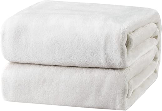 Bedsure Fleece Blanket King Size White Lightweight Super Soft Cozy Luxury Bed Blanket Microfiber