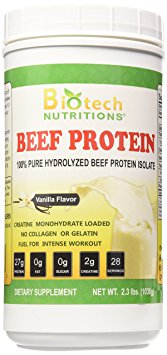 Biotech Nutritions Beef Protein Powder, Vanilla, 2.3 Pound