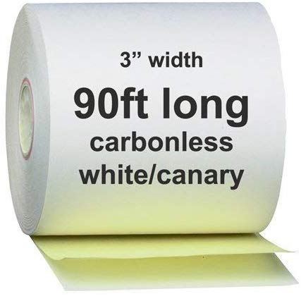 AM-Ink Two Ply Carbonless POS Receipt Paper Rolls 3" x 90' 2-Ply White/Canary - 50 Rolls