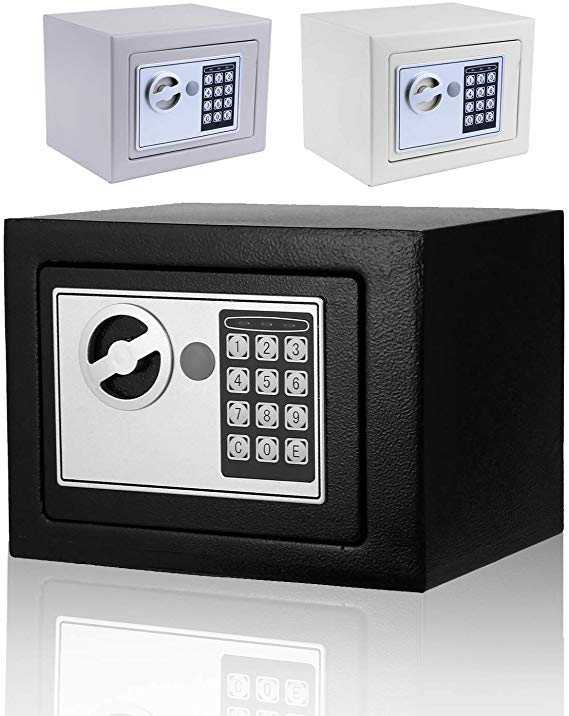 Moroly Security Safe with Digital Electronic Lock, Office/Home Safe Box, Steel Alloy Safe - Includes Keys and Batteries (US Stock) (Black-New)