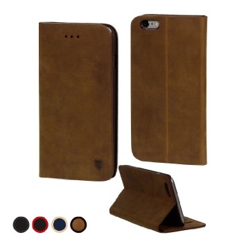 MediaDevil Apple iPhone 6 Plus/6S Plus Leather Case (Rustic Brown [Special Edition]) - Artisancover Genuine European Leather Notebook / Wallet Case with Integrated Stand and Card Holders
